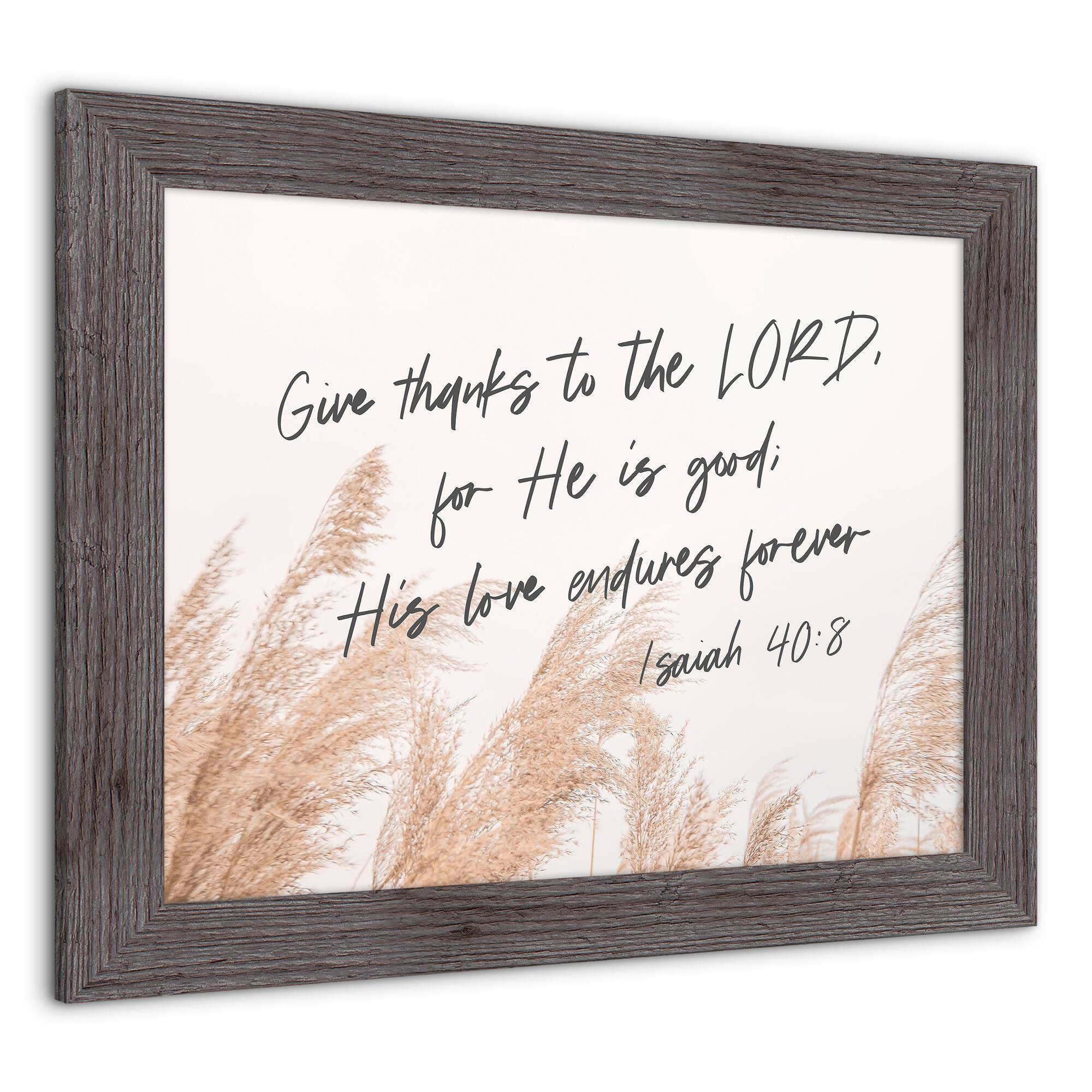 Give Thanks to the Lord Western Gray Framed Print